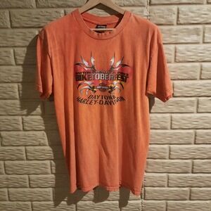 Vtg Harley Davidson Shirt Mens L Orange Biketoberfest Daytona Beach Florida 2003